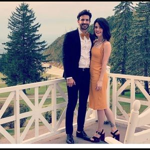 Mustard yellow Reformation cocktail dress